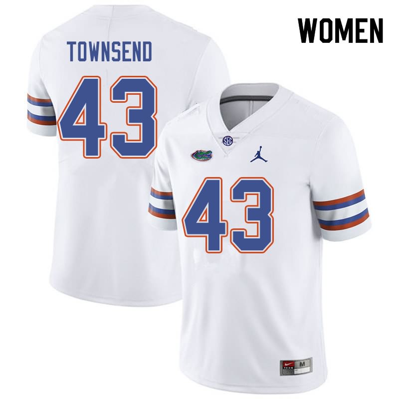 Women's NCAA Florida Gators Tommy Townsend #43 Stitched Authentic Jordan Brand White College Football Jersey JPP5365VV